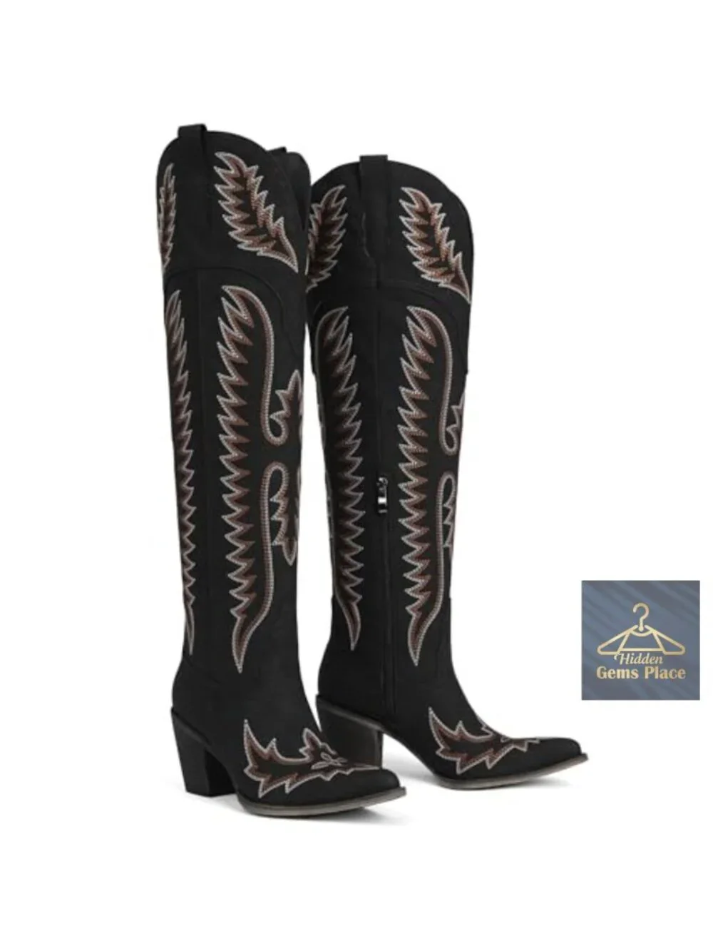 Over the Knee Cowgirl Boots Women Thigh High Western Pointed Toe PU
